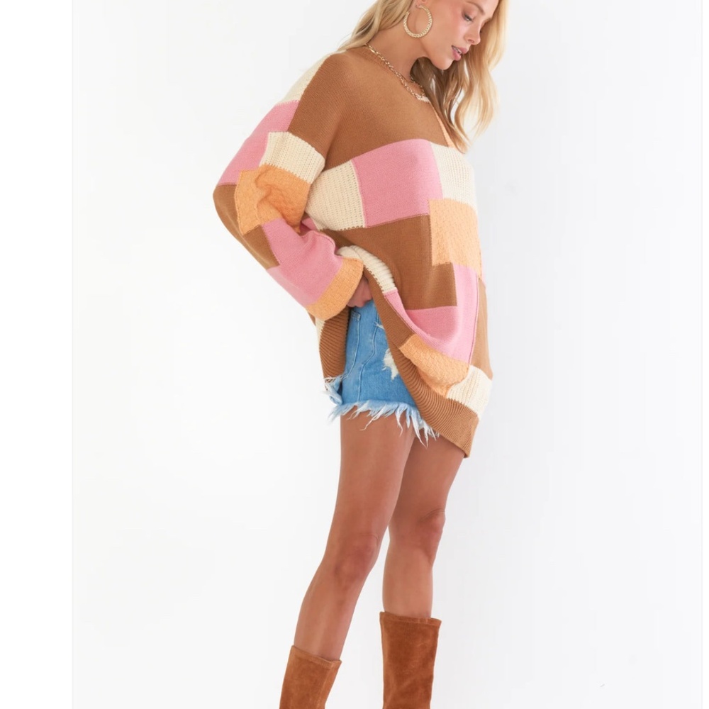 Show Me Your MuMu Ember Tunic Sweater in Uneven Patchwork Knit various
